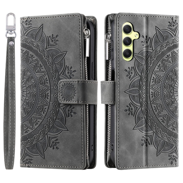 For Samsung Galaxy S25+ 5G Multi-Card Totem Zipper Leather Phone Case(Grey) by buy2fix