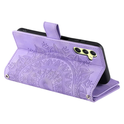 For Samsung Galaxy S25+ 5G Multi-Card Totem Zipper Leather Phone Case(Purple) by buy2fix