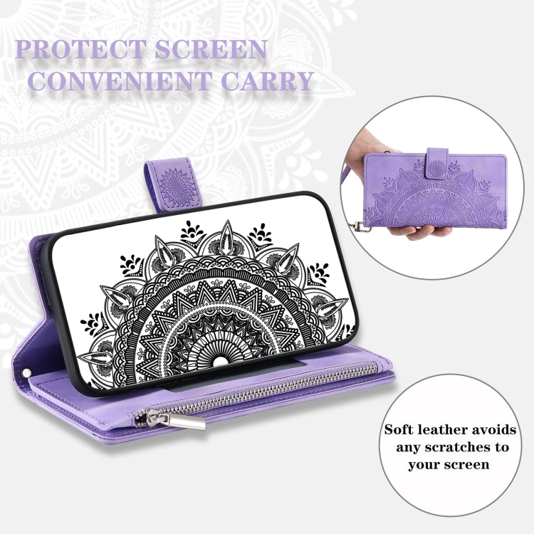 For Samsung Galaxy S25+ 5G Multi-Card Totem Zipper Leather Phone Case(Purple) by buy2fix