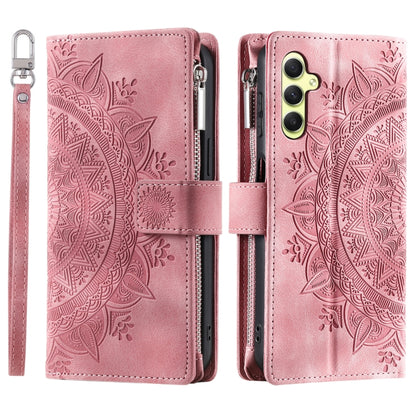 For Samsung Galaxy S25+ 5G Multi-Card Totem Zipper Leather Phone Case(Pink) by buy2fix