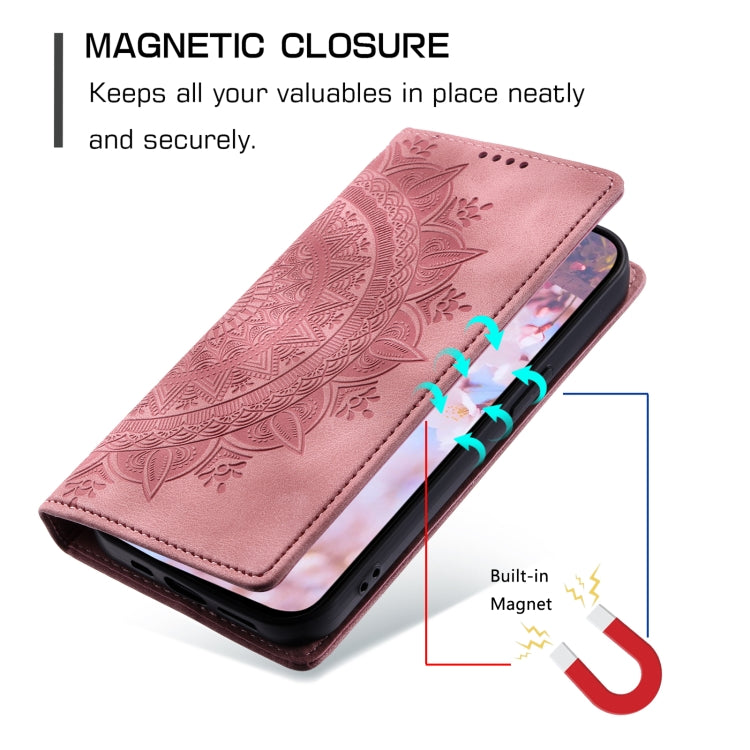 For Samsung Galaxy S25 5G Totem Embossed Magnetic Leather Phone Case(Rose Gold) by buy2fix