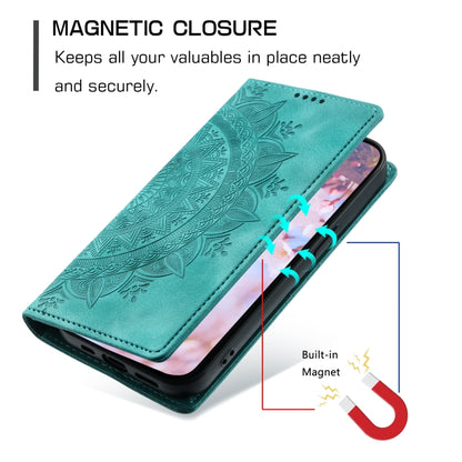 For Samsung Galaxy S25 5G Totem Embossed Magnetic Leather Phone Case(Green) - Galaxy S25 5G Cases by buy2fix | Online Shopping UK | buy2fix