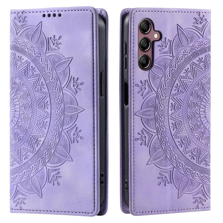 For Samsung Galaxy S25 5G Totem Embossed Magnetic Leather Phone Case(Purple) - Galaxy S25 5G Cases by buy2fix | Online Shopping UK | buy2fix