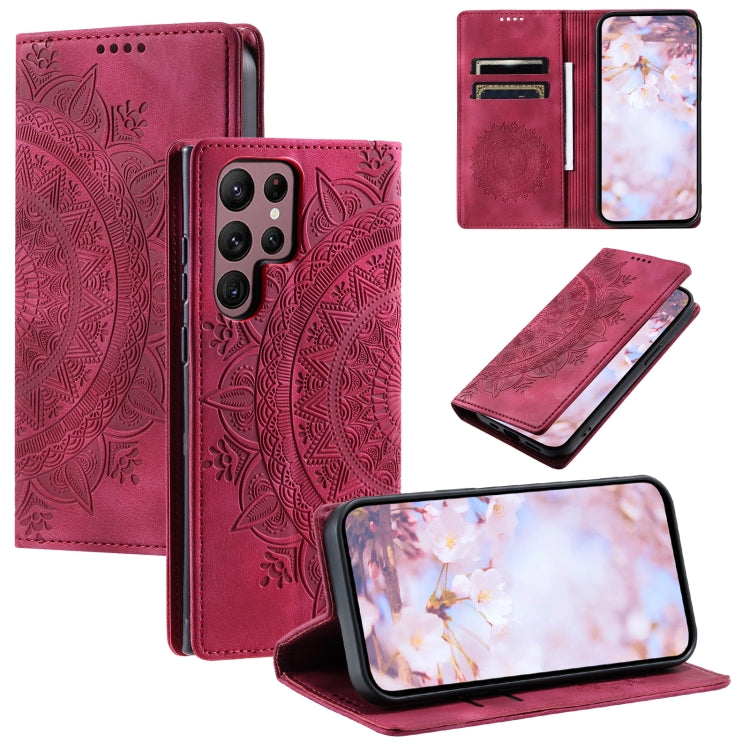 For Samsung Galaxy S25 Ultra 5G Totem Embossed Magnetic Leather Phone Case(Red) - Galaxy S25 Ultra 5G Cases by buy2fix | Online Shopping UK | buy2fix