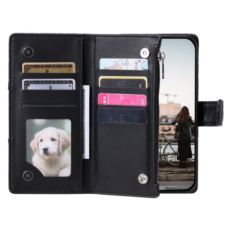 For Samsung Galaxy S25 5G Glitter Lattice Zipper Wallet Leather Phone Case(Black) by buy2fix