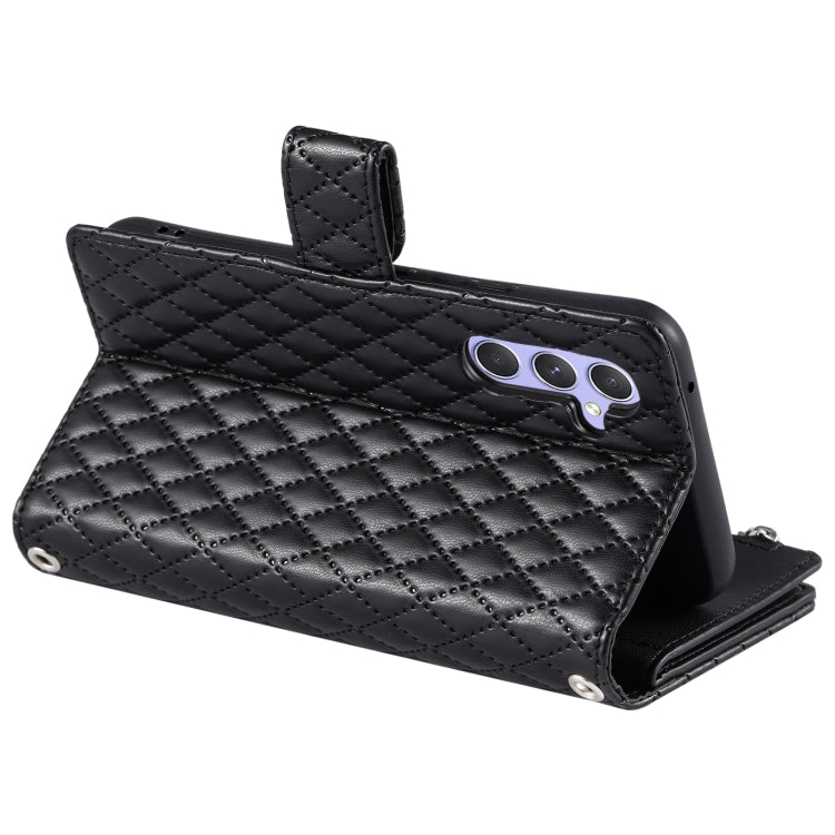 For Samsung Galaxy S25 5G Glitter Lattice Zipper Wallet Leather Phone Case(Black) by buy2fix