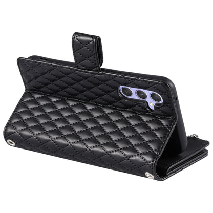 For Samsung Galaxy S25 5G Glitter Lattice Zipper Wallet Leather Phone Case(Black) by buy2fix
