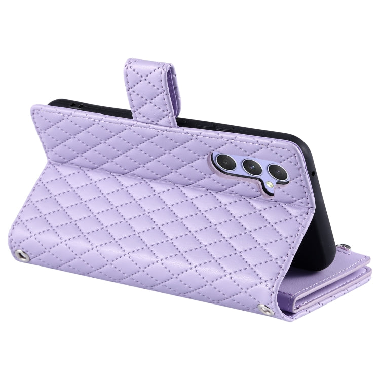 For Samsung Galaxy S25+ 5G Glitter Lattice Zipper Wallet Leather Phone Case(Purple) by buy2fix