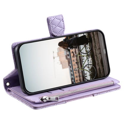 For Samsung Galaxy S25 Ultra 5G Glitter Lattice Zipper Wallet Leather Phone Case(Purple) by buy2fix