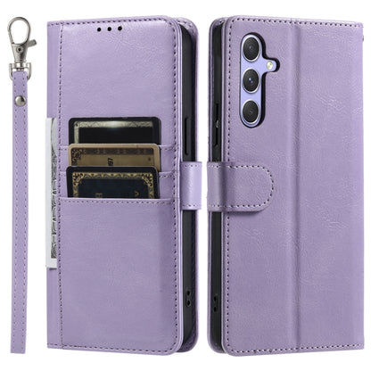 For Samsung Galaxy S25 5G Simple 6-Card Wallet Leather Phone Case(Purple) - Galaxy S25 5G Cases by buy2fix | Online Shopping UK | buy2fix