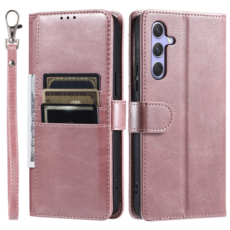 For Samsung Galaxy S25+ 5G Simple 6-Card Wallet Leather Phone Case(Rose Gold) by buy2fix