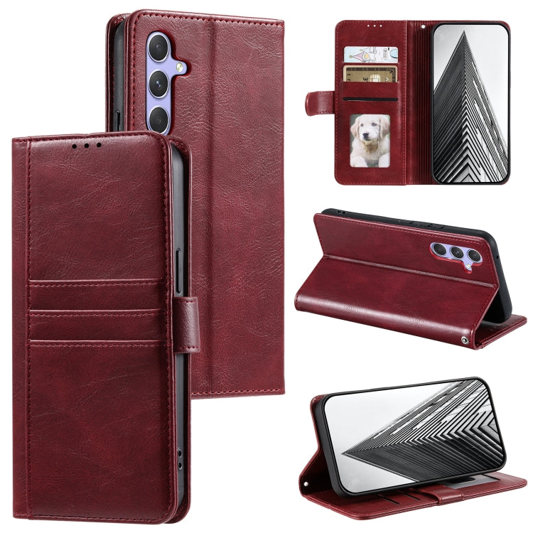 For Samsung Galaxy S25+ 5G Simple 6-Card Wallet Leather Phone Case(Wine Red) by buy2fix