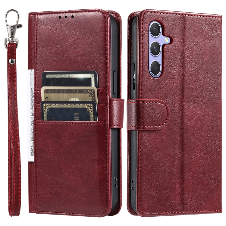 For Samsung Galaxy S25+ 5G Simple 6-Card Wallet Leather Phone Case(Wine Red) by buy2fix