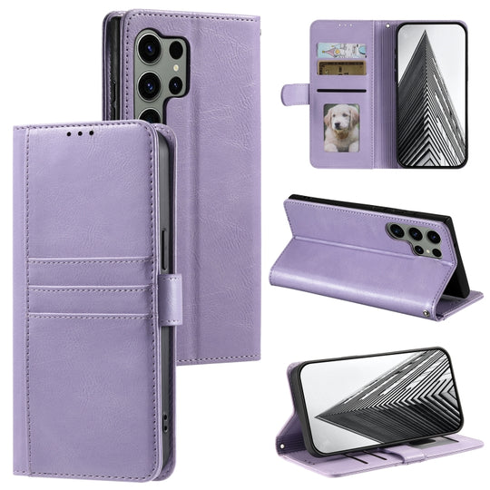 For Samsung Galaxy S25 Ultra 5G Simple 6-Card Wallet Leather Phone Case(Purple)