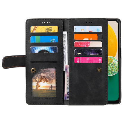 For Samsung Galaxy S25 5G Nine Card Zipper Bag Leather Phone Case with Lanyard(Black) by buy2fix