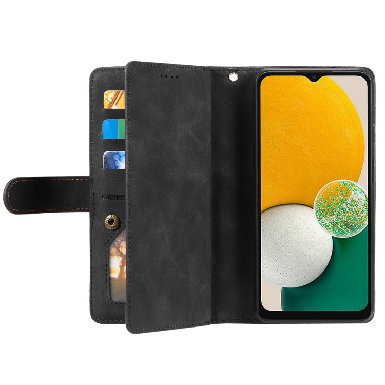 For Samsung Galaxy S25 5G Nine Card Zipper Bag Leather Phone Case with Lanyard(Black) by buy2fix