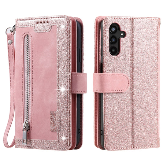 For Samsung Galaxy S25+ 5G Nine Card Zipper Bag Leather Phone Case with Lanyard(Pink) by buy2fix