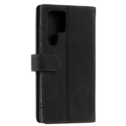 For Samsung Galaxy S25 Ultra 5G Nine Card Zipper Bag Leather Phone Case with Lanyard(Black) by buy2fix