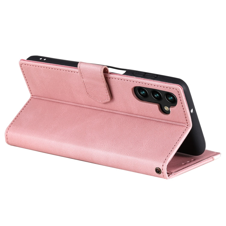 For Samsung Galaxy S25+ 5G Nail Skin Feel Stitching Calf Texture Leather Phone Case(Rose Gold) by buy2fix