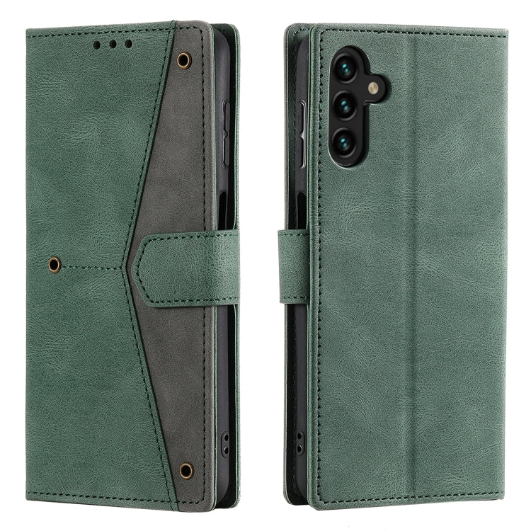 For Samsung Galaxy S25+ 5G Nail Skin Feel Stitching Calf Texture Leather Phone Case(Green) by buy2fix