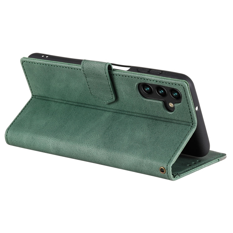 For Samsung Galaxy S25+ 5G Nail Skin Feel Stitching Calf Texture Leather Phone Case(Green) by buy2fix