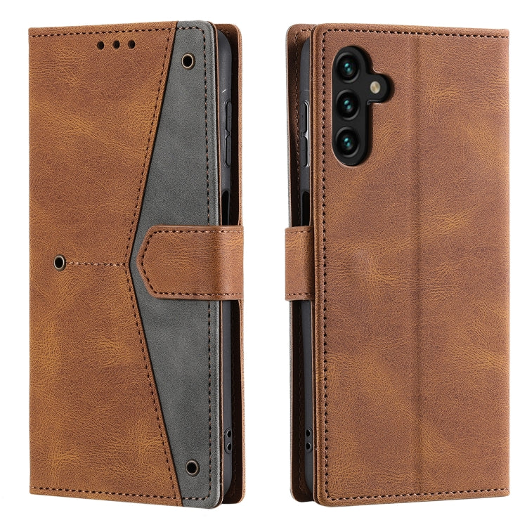For Samsung Galaxy S25+ 5G Nail Skin Feel Stitching Calf Texture Leather Phone Case(Brown) by buy2fix