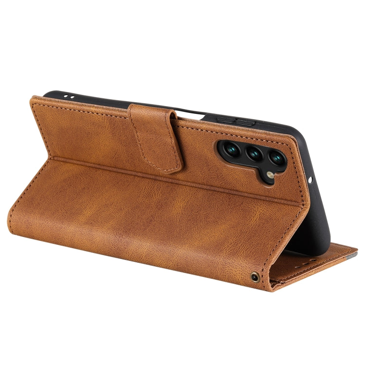 For Samsung Galaxy S25+ 5G Nail Skin Feel Stitching Calf Texture Leather Phone Case(Brown) by buy2fix