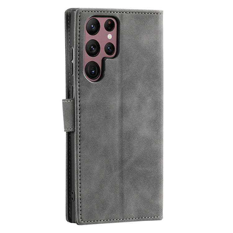 For Samsung Galaxy S25 Ultra 5G Nail Skin Feel Stitching Calf Texture Leather Phone Case(Grey) by buy2fix