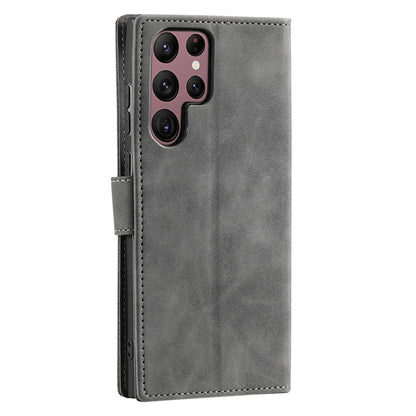 For Samsung Galaxy S25 Ultra 5G Nail Skin Feel Stitching Calf Texture Leather Phone Case(Grey) by buy2fix