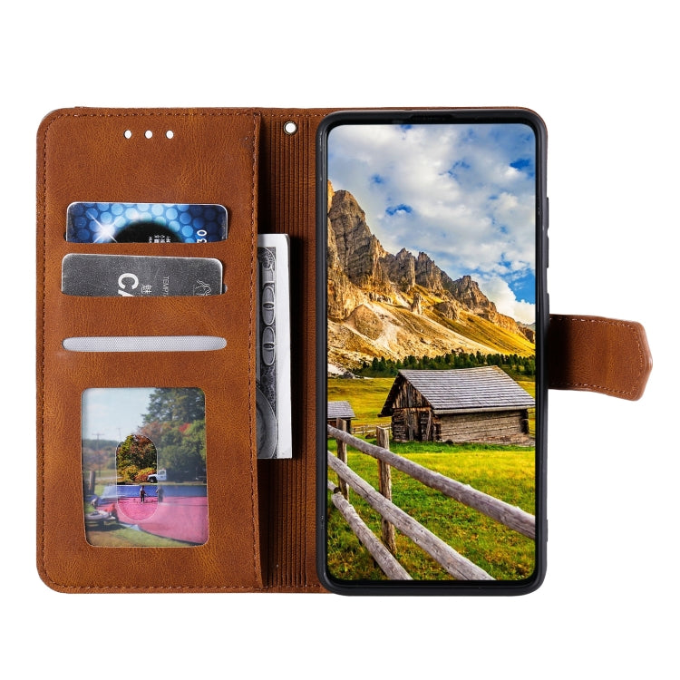 For Samsung Galaxy S25 Ultra 5G Nail Skin Feel Stitching Calf Texture Leather Phone Case(Brown) - Galaxy S25 Ultra 5G Cases by buy2fix | Online Shopping UK | buy2fix