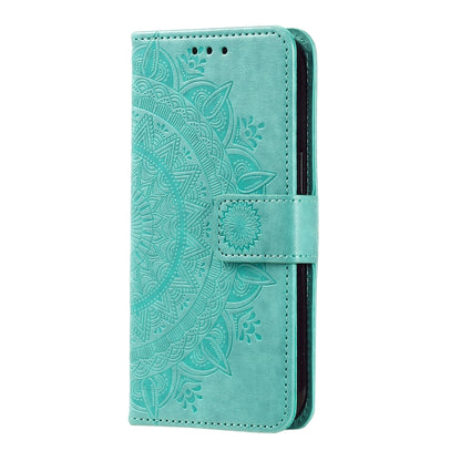 For Samsung Galaxy S25 5G Totem Flower Embossed Leather Phone Case with Lanyard(Green) by buy2fix