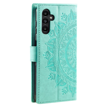 For Samsung Galaxy S25 5G Totem Flower Embossed Leather Phone Case with Lanyard(Green) by buy2fix