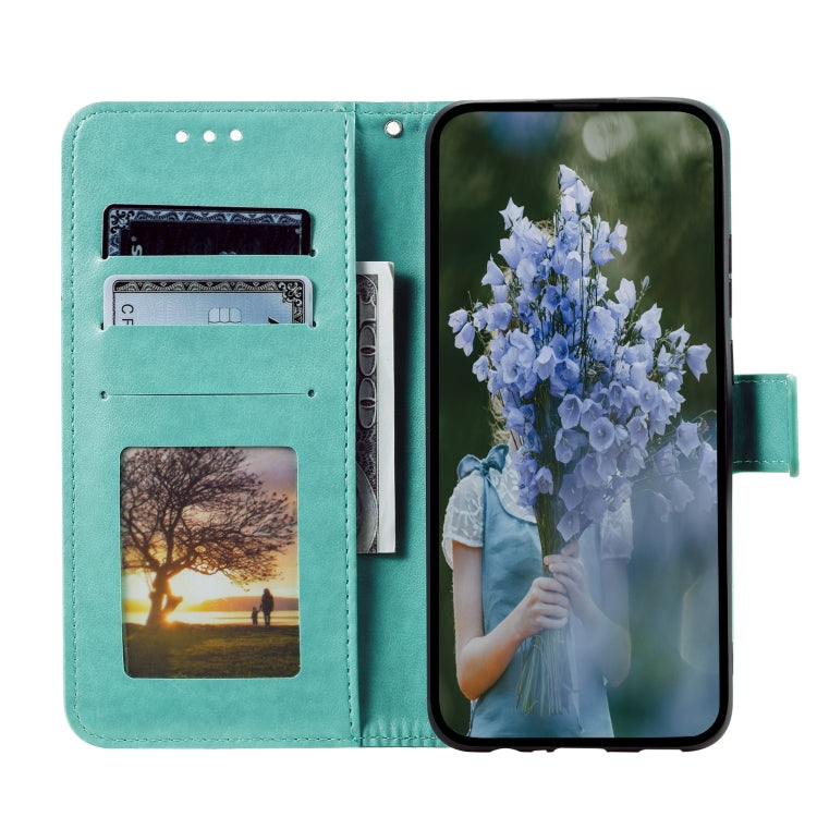 For Samsung Galaxy S25 5G Totem Flower Embossed Leather Phone Case with Lanyard(Green) by buy2fix