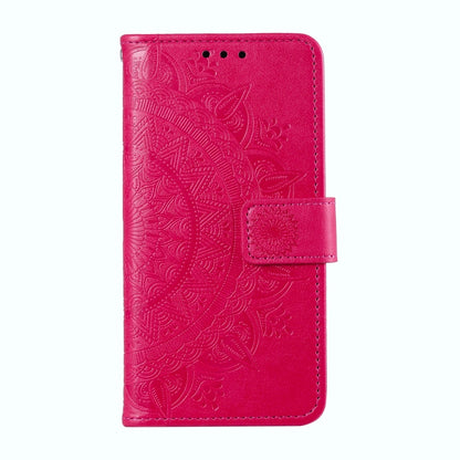 For Samsung Galaxy S25 5G Totem Flower Embossed Leather Phone Case with Lanyard(Red) by buy2fix