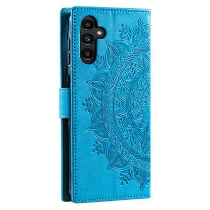 For Samsung Galaxy S25 5G Totem Flower Embossed Leather Phone Case(Blue) - Galaxy S25 5G Cases by buy2fix | Online Shopping UK | buy2fix