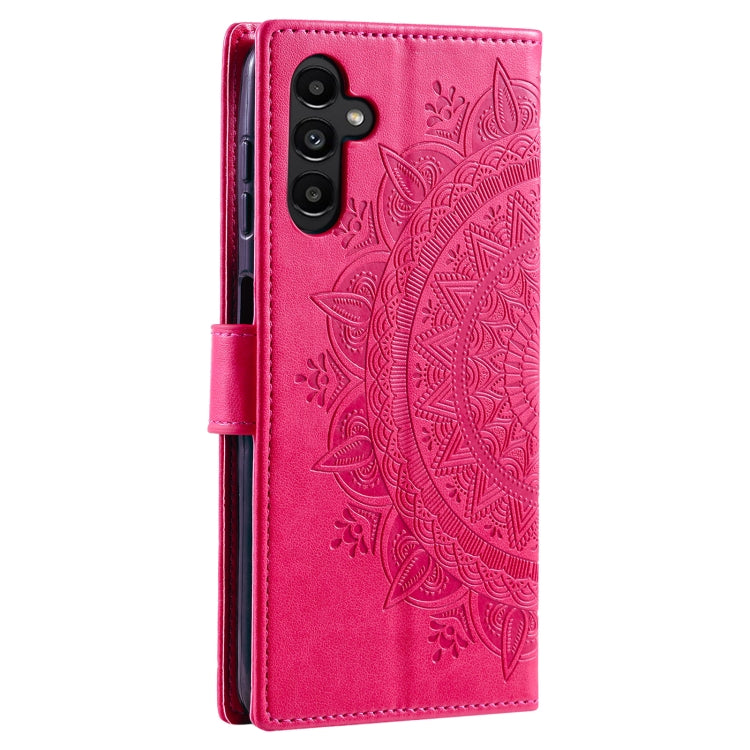 For Samsung Galaxy S25+ 5G Totem Flower Embossed Leather Phone Case with Lanyard(Red) by buy2fix