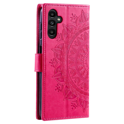 For Samsung Galaxy S25+ 5G Totem Flower Embossed Leather Phone Case with Lanyard(Red) by buy2fix