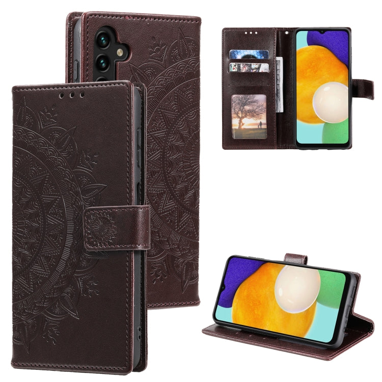 For Samsung Galaxy S25+ 5G Totem Flower Embossed Leather Phone Case with Lanyard(Brown) by buy2fix