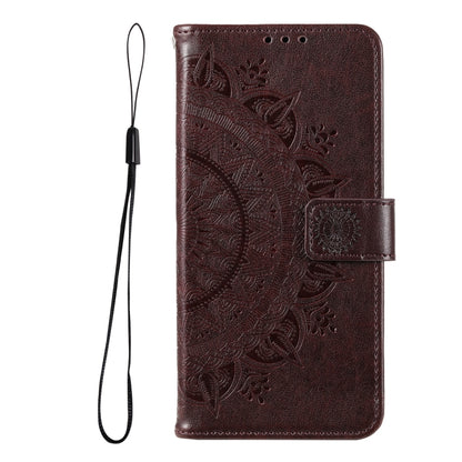 For Samsung Galaxy S25+ 5G Totem Flower Embossed Leather Phone Case with Lanyard(Brown) by buy2fix