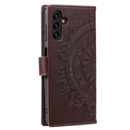 For Samsung Galaxy S25+ 5G Totem Flower Embossed Leather Phone Case with Lanyard(Brown) by buy2fix