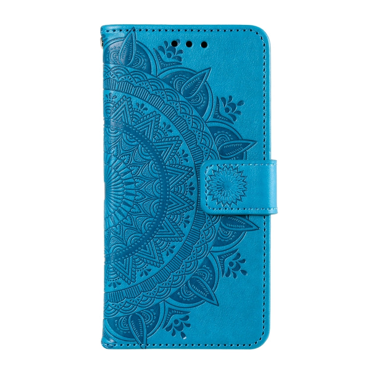 For Samsung Galaxy S25+ 5G Totem Flower Embossed Leather Phone Case with Lanyard(Blue) by buy2fix