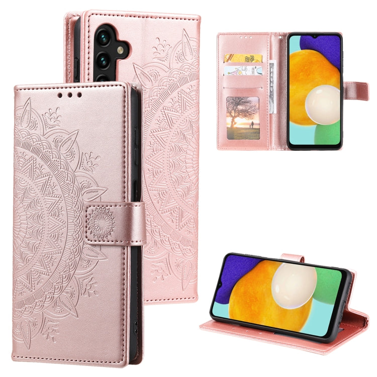 For Samsung Galaxy S25+ 5G Totem Flower Embossed Leather Phone Case with Lanyard(Rose Gold) by buy2fix
