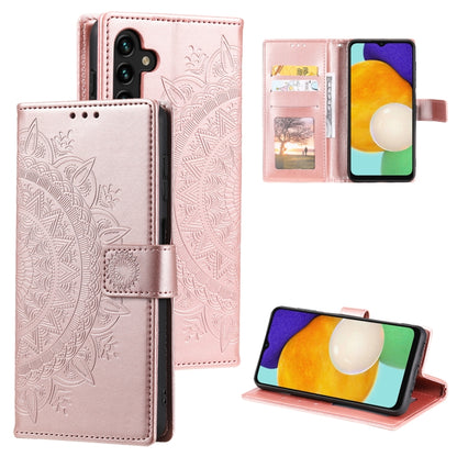 For Samsung Galaxy S25+ 5G Totem Flower Embossed Leather Phone Case with Lanyard(Rose Gold) by buy2fix