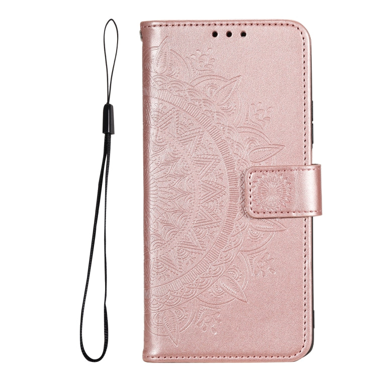 For Samsung Galaxy S25+ 5G Totem Flower Embossed Leather Phone Case with Lanyard(Rose Gold) by buy2fix