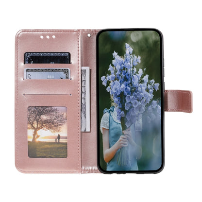 For Samsung Galaxy S25+ 5G Totem Flower Embossed Leather Phone Case with Lanyard(Rose Gold) by buy2fix