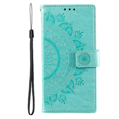 For Samsung Galaxy S25 Ultra 5G Totem Flower Embossed Leather Phone Case(Green) - Galaxy S25 Ultra 5G Cases by buy2fix | Online Shopping UK | buy2fix