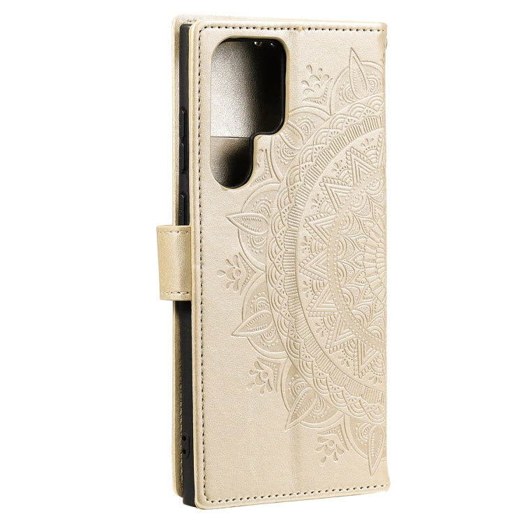 For Samsung Galaxy S25 Ultra 5G Totem Flower Embossed Leather Phone Case(Gold) - Galaxy S25 Ultra 5G Cases by buy2fix | Online Shopping UK | buy2fix