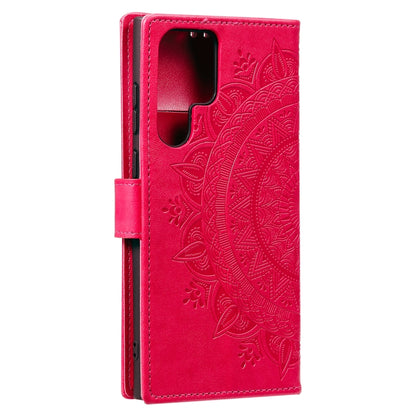 For Samsung Galaxy S25 Ultra 5G Totem Flower Embossed Leather Phone Case(Red) - Galaxy S25 Ultra 5G Cases by buy2fix | Online Shopping UK | buy2fix