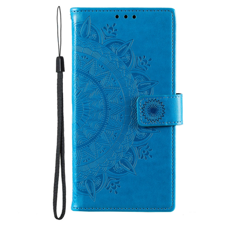 For Samsung Galaxy S25 Ultra 5G Totem Flower Embossed Leather Phone Case(Blue) - Galaxy S25 Ultra 5G Cases by buy2fix | Online Shopping UK | buy2fix