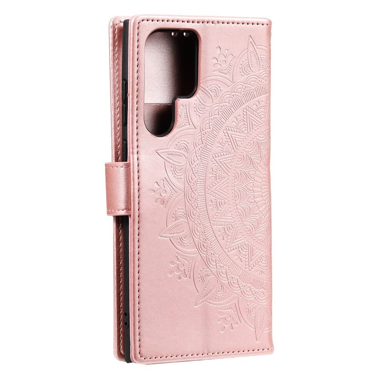 For Samsung Galaxy S25 Ultra 5G Totem Flower Embossed Leather Phone Case(Rose Gold) - Galaxy S25 Ultra 5G Cases by buy2fix | Online Shopping UK | buy2fix